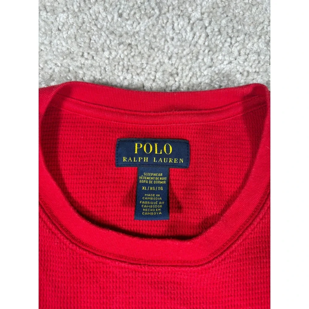 Polo Ralph Lauren Red Waffle Knit Thermal Long Sleeve Sleepwear Shirt XL